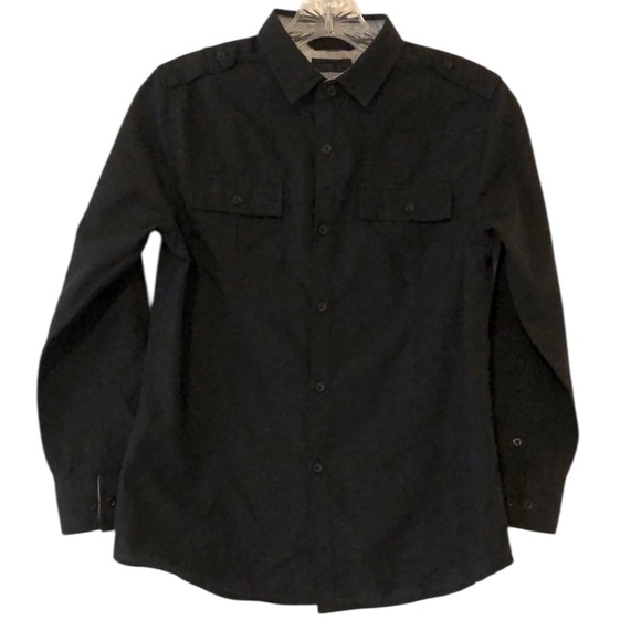 Sovereign Code big boys medium size 10-12 solid black button down shirt - Picture 1 of 11